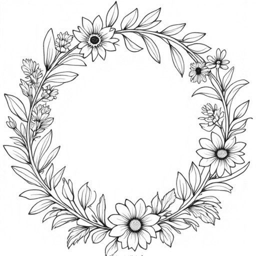 Floral Wreath coloring style